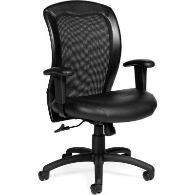 Offices To Go™ Mesh Back Ergonomic Chair - Luxhide- Black