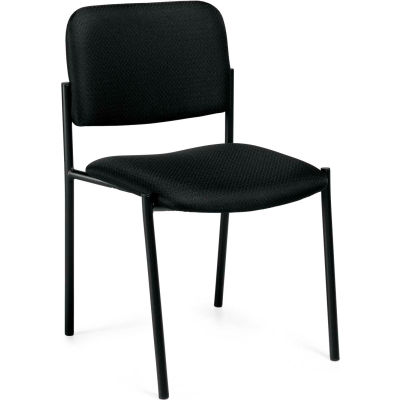Offices to Go™ Armless Stack Chair - Fabric - Black