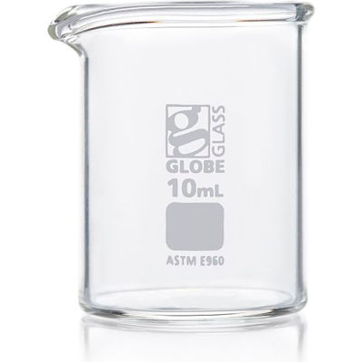 Bécher, Globe Glass, Low Form Griffin Style, Dual Graduations, ASTM E960, 20mL, 12/Box