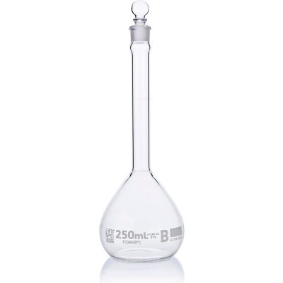Flacon, Volumétrique , Globe Glass, Classe B, À contenir (TC), ASTME288, 250mL, 6/Boîte