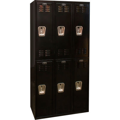 Hallowell U3282-2ME Black Tie Locker Double Tier 12x18x36 6 Doors Unassembled, Black