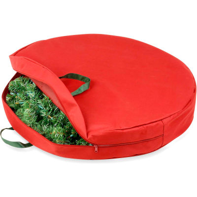 Holiday 30 « Zipper Canvas Wreath Storage, Rouge / Vert Pin - Qté par paquet : 2
