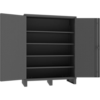 Durham® HD Pegboard & Shelf Cabinet w/ 4 Adj Shelves, 12 Ga, 60-3/16"W x 24-1/16"D x 78"H, Gray