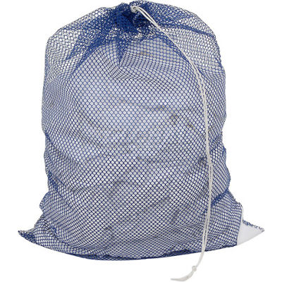 Sac avec cordon de serrage fermeture, genre filet bleu, 18 x 24, poids moyen, qté par paquet : 12