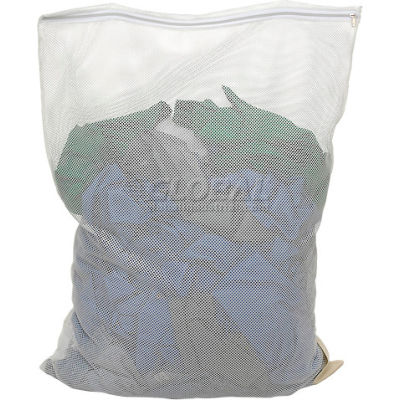 Sac en maille avec fermeture à glissière en nylon, blanc, 18 x 30, poids moyen - Qté par paquet : 12