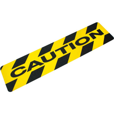Heskins « Attention » Anti-dérapant giron d’escalier, noir/jaune, 6 "x 24"
