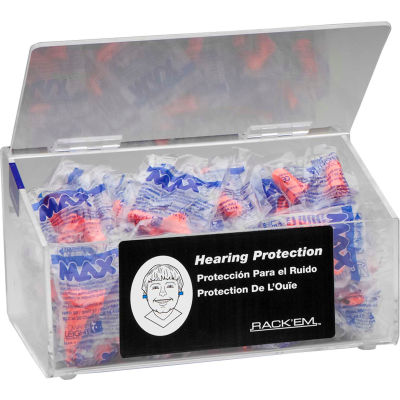 Horizon Mfg. 60 Pair Clear Plastic Foam Ear Plug Dispenser With Clear Lid, 5135, 9"L