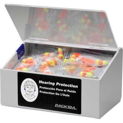 Horizon Mfg. 60 Pair Ear Plug Dispenser With Lid, Holds 10 Pair Safety Glasses, 5136-W, 6"L