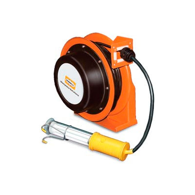 Hubbell ACA16345-FL Industrial Duty Cord Reel with Fluorescent Hand Lamp -  16/3c x 50', Aluminum