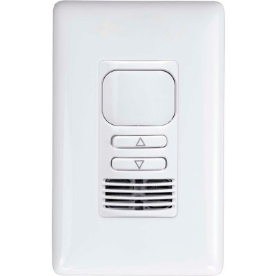 Hubbell LightHawk PIR/Ultrasonic Dimming 2-Button Wall Switch Occupancy Sensor, Single Relay, Blanc