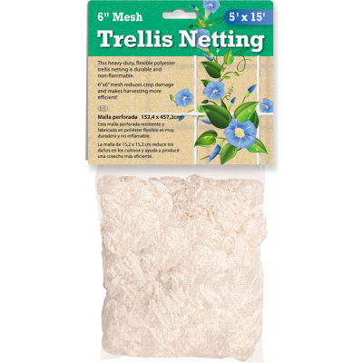Hydrofarm HGN15 Heavy Duty Polyester Trellis Netting, 5' x 15', 6" Mesh