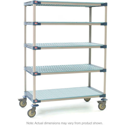 Metromax 4 Five Tier Stem Caster Cart w / Solid Bottom Shelf, 48 « L x 18"L x 79-1 / 2 « H, Bleu