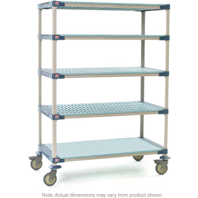 Metromax 4 Five Tier Stem Caster Cart w / Solid Bottom Shelf, 36 « L x 24"L x 79-1 / 2 « H, Bleu