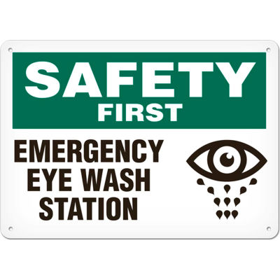 Premier signe de sécurité - Emergency Eyewash 14"W x 10"H, Vinyle adhésif