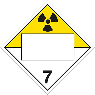 Plaque INCOM® TMD, matières radioactives, classe 7, vierge UN, vinyle, paquet de 100