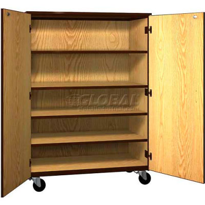 Cabinets Wood Mobile Wood General Storage Cabinet W Locks Solid Door 48 W X 22 1 4 D X 66 H Dixie Oak Brown B566501 Globalindustrial Ca