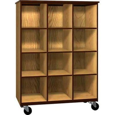 Cabine de bois mobile Cabinet, 9 tablettes, ouverte devant, 48 x 22-1/4 x 66, érable/noir