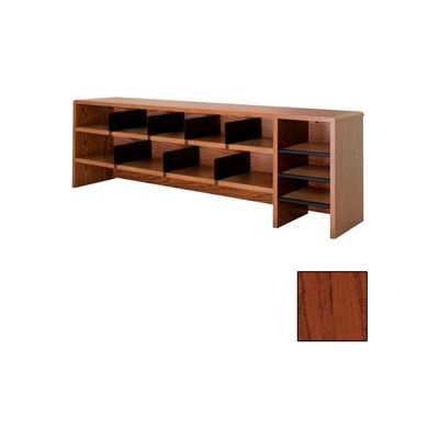 Desk Top Organizer High Capacity - 58"W x 12"D x 18"H Mahogany