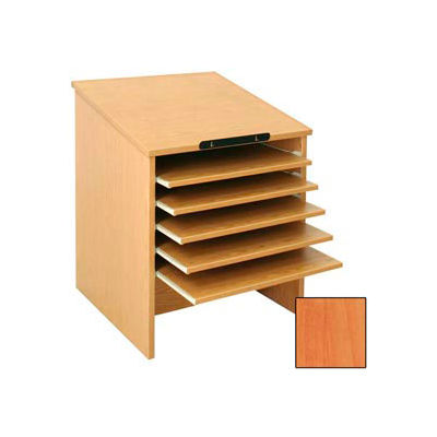 Atlas Stand/End-of-Range Display- 32H - 28"W x 27"D x 32"H Oak