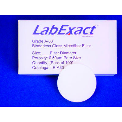 LabExact Grade A-83 Nano-Scale Binderless Glass Fiber Filter 9 cm Dia., 0,5 um, 100 PK