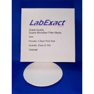 LabExact Quartz High Purity (SiO2) Binderless Glass Microfiber Filter 8 » x 10 » Sheets, 2,2 um, 25 PK