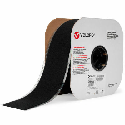 Velcro® Brand noir boucle avec adhésif acrylique 4 "x 75'