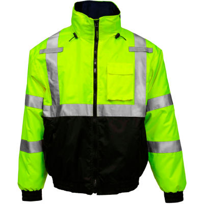 Tingley® Bomber 3,1™ Hi-Vis capuche veste, fermeture éclair, Fluorescent jaune/vert/noir, L