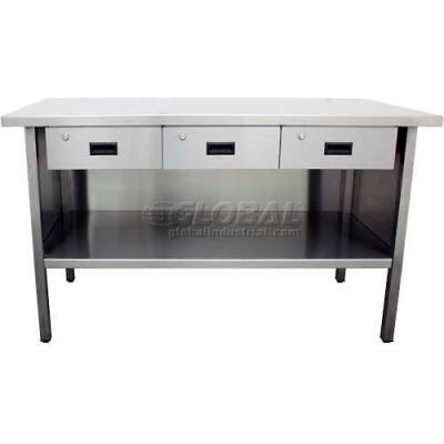 Jamco 430 Table en acier inoxydable, 72 x 30 », 3 tiroirs