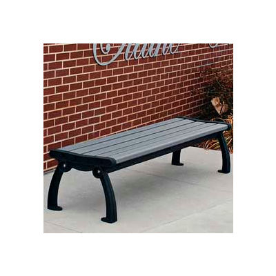 Frog Furnishings Recycled Plastic 4 ft. Heritage Backless Bench, Gray Bench/Black Frame