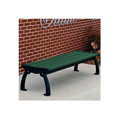 Frog Furnishings Recycled Plastic 4 ft. Heritage Backless Bench, Green Bench/Black Frame