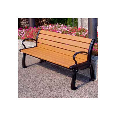 Frog Furnishings Recycled Plastic 5 ft. Heritage Bench, Cedar Bench/Black Frame
