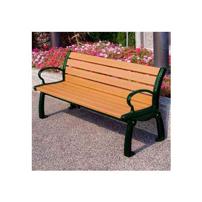 Frog Furnishings Recycled Plastic 5 ft. Heritage Bench, Cedar Bench/Green Frame