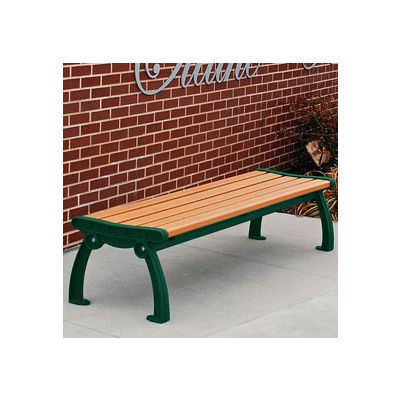 Frog Furnishings Recycled Plastic 5 ft. Heritage Backless Bench, Cedar Bench/Green Frame