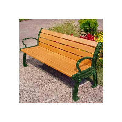 Frog Furnishings Recycled Plastic Heritage Cedar Bench & Green Frame, 6'