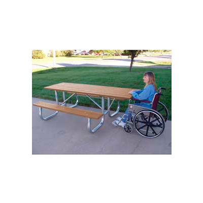 Frog Furnishings Recycled Plastic 8 ft. Galvanized Frame Picnic Table, ADA, Cedar