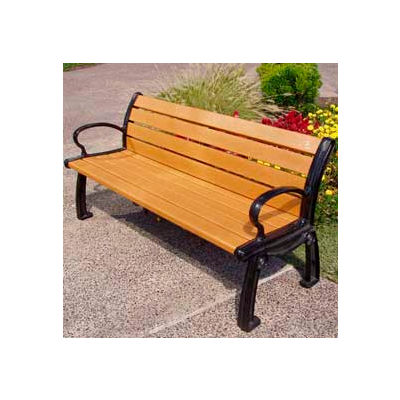 Frog Furnishings Recycled Plastic 8 ft. Heritage Bench, Cedar Bench/Black Frame