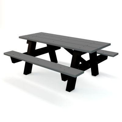 Global Industrial™ 6' A Frame Table de pique-nique rectangulaire, plastique recyclé, gris