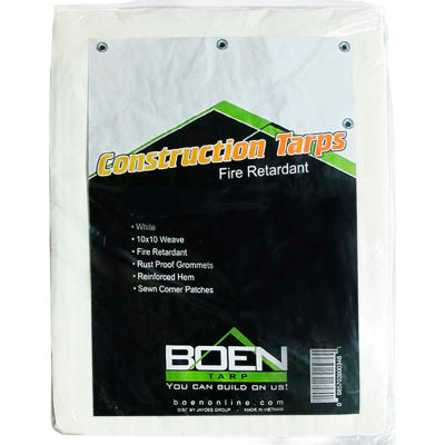 BOEN Fire Retardant Construction Tarp 10x10 Weave, 15' x 20' - CT-1520