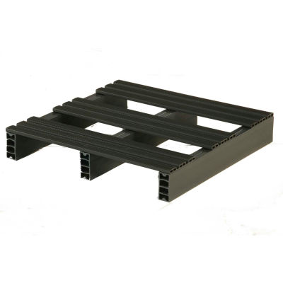 JiFram Rackable & Stackable Open Deck Pallet, Plastique, 2 voies, 24 « x24 », Capuchon statique de 1500 lb, Noir