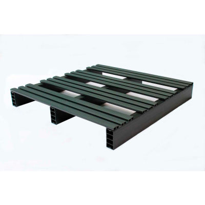 JiFram Rackable & Stackable Extruded Open Deck Pallet, Plastique, 2 voies, 30 « x30 », 1500 Lb Stat Cap, Noir