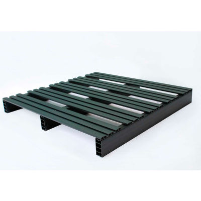 JiFram Rackable & Stackable Extruded Open Deck Pallet, Plastique, 2 voies, 36 « x36 », 1500 Lb Stat Cap, Noir