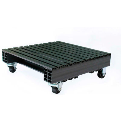 JiFram Rackable & Stackable Open Deck Pallet, Plastique 2 voies, 24 « x24 », 1500 Lb Stat Cap, Noir