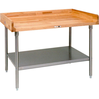John Boos DNS15 Maple Top Prep Table - Galvanized Legs and Shelf 72"W x 36"D