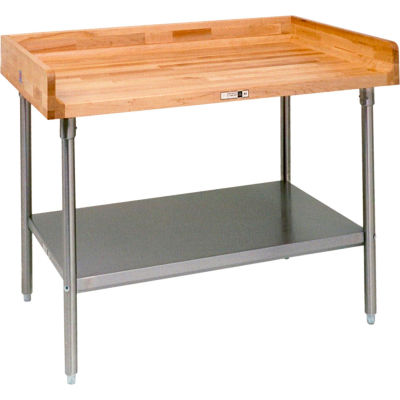 John Boos DSS15 Maple Top Prep Table - Stainless Steel Legs and Shelf 120"W x 36"D