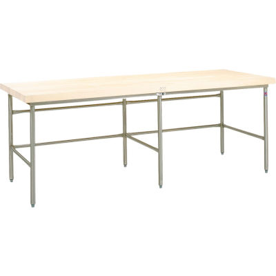 John Boos Bakery Production Table Frame - NSF Stainless Steel Legs & Bin Stop Stringer 144"W x 36"D