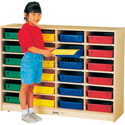 Jonti-Craft® 24 plateau Mobile Cubbie w/couleur-bacs à papier, 48" W x 15 « D x 35-1/2 » H, contreplaqué de bouleau