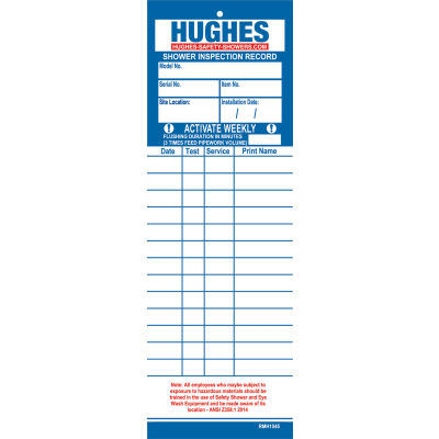 Carte de dossier d’inspection de l’équipement Hughes®, blanc/bleu, paquet de 2