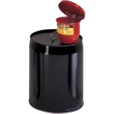 Justrite® 8202 4-1/2" dia. Steel Funnel - Manual-Close Cover & 1" Flame Arrester