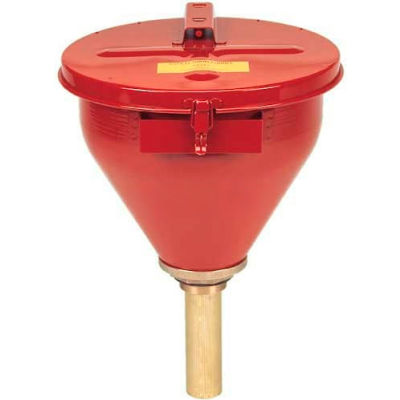 Justrite® 8207 10-3/4" Dia. Steel Funnel - Self-Closing Cover & 6" Flame Arrester