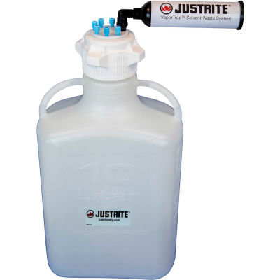 Justrite 12802 VaporTrap™ tourie avec filtre Kit, HDPE, 10 litres, 6 Ports